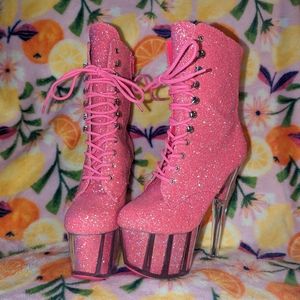Please Pink Glitter Lace Ups